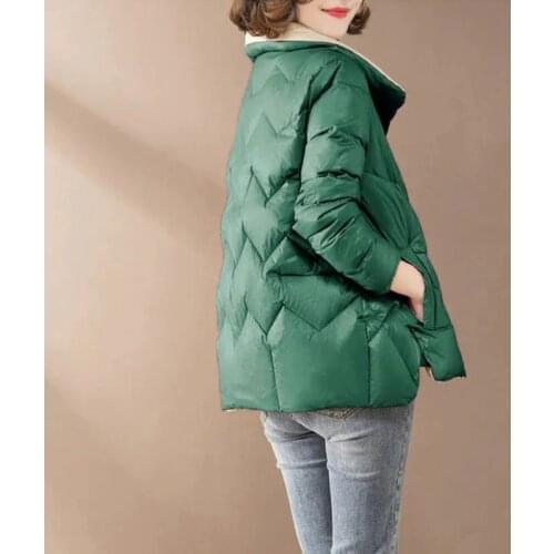 Womens Super Light Cropped Puffer Jacket Autumn Winter Warm Down Cotton Outwear Plus Size Vintage Parkas Loose Fashion Coat