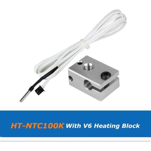 1pc Lerdge 3D Printer Part 1M/2M B3950 HT-NTC100K Thermistor Temperature Sensor Cable + 1pc Aluminum V6 Heater Block