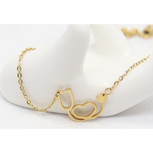 1pc Funny Stethoscope Pendants Necklaces Love Heart Stainless Steel Necklace Doctor Women Gift Necklaces Memorial Jewelry
