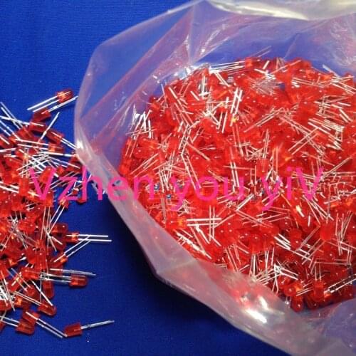 1000 PCS/Lot 3MM Red LED Diode Round Diffused Red Color Light Lamp F5 DIP Highlight New Wholesale Electronic
