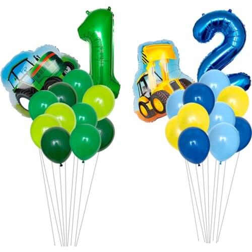 12pcs Farm Tractor Helium Balloons 32 inch Number Foil balloon baby shower Farm Theme birthday party decorations kids Air Globos