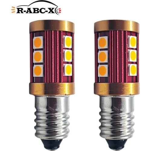 2 pcs 3030 12smd E10 led bulb flashlight torch Instrument Indicator bulb Replacement screw in type 10-30V yellow amber 600lm