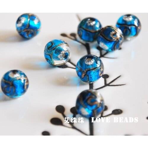 2pcs/lot blue lampwork 12mm loose beads jewelry making DIY for women