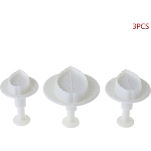 3Pcs/Set Rose Leaf Leaves Plunger Cutter Set Cake Fondant Decorating Sugarcraft Mold