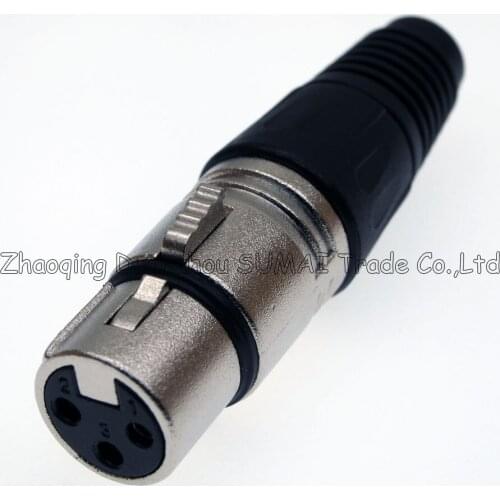 3Pin CANNON KTV Audio MIC Connector XLR 3 Pin female 3P XLR KTV Microphone/ Speakers plug, Silver with black sheath