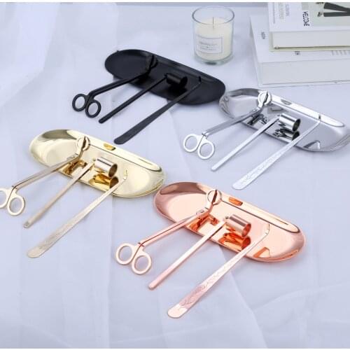4pcs/set Candle Car Kit Candle Wick Trimmer Candle Wick Dipper Candle Snuffer Storage Tray Candle Care Repair Tool Home Decor