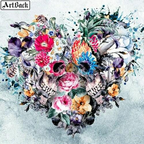 5d diy diamond painting skull flower pattern full square animal sticker mosaic rhinestone diamond embroidery crafts