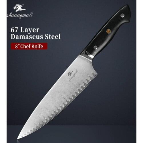 8 Inch Kramer Kitchen Chef Knives 67 Layer Damascus Steel Cleaver Chef Knives Sharp Cooking Cutting Tool Slicing Meat Chef Knife