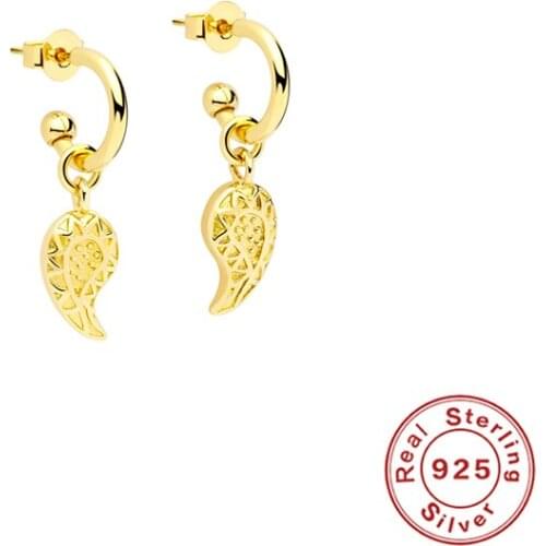 Aide 925 Sterling Silver Trendy Airfoil Wing Pendant Drop Earrings For Women Cute Half Circle Dangle Earrings Party Jewelry Gift