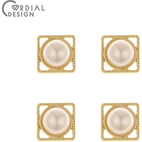 Cordial Design 100Pcs 11*11MM Earrings Accessories/Imitation Pearl/DIY Connectors/Square Shape/Jewelry Findings & Components