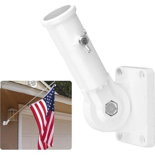Aluminum White Adjustable Wall Mount Flagpole Holder Bracket Heavy Duty Rust Proof Coated Street Lamp Flag Pole Shelf Stand Base