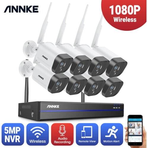 ANNKE 2MP 1080P CCTV System 8CH HD Wireless NVR Kit Indoor Outdoor IR Night Vision IP Wifi Camera Security System CCTV Kit