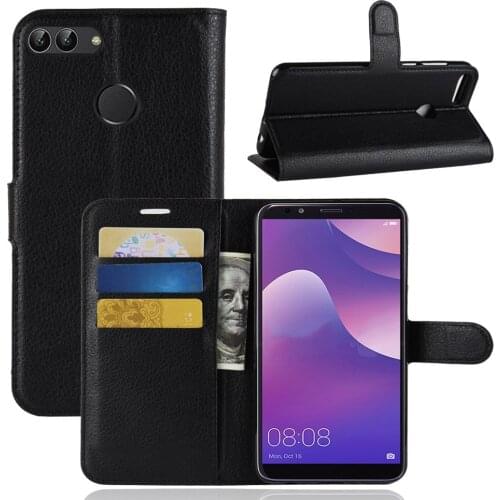 Book Style PU Leather Case Cover for Huawei Y9 2018 Flip Wallet Phone Bags Cases with Stand for Huawei Enjoy 8 Plus