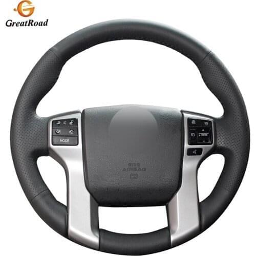 Black Genuine leather Car Steering Wheel Cover for Toyota Land Cruiser Prado 2010-2017 Tundra 2014-2019 Tacoma 2012-2019