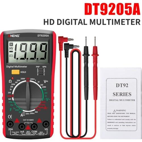 AN9205A AC DC Digital Multimeter Test Voltmeter Resistance Capacitance LCD Display 2000 counts Transistor Diode Meter Tester