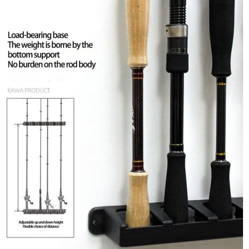 Fishing Holder Vertical Black 6-Rod Rack Fishing Pole Holder Support Bottom Bracket Rod Stand Wall Mount Modular For Garage