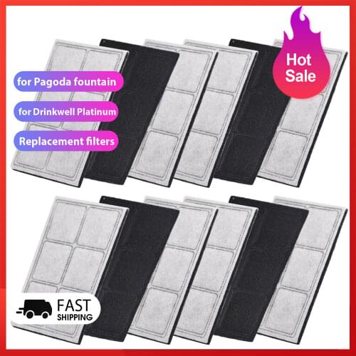 Cat Water Fountain Filters Pet Fountain Replacement Filters Activated Carbon Cotton for Drinkwell Platinum Dogs Feeding Watering