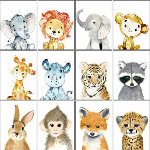 Evershine Diamond Painting Tiger Full Square Round Diamond Embroidery Animal Elephant Rhinestones Kit Childrens Room Decor