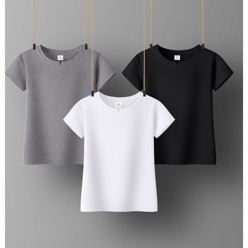 Cotton Women T-shirt O-neck Short Sleeve women shirt All match Lady Top Black White Gray Yellow Shir