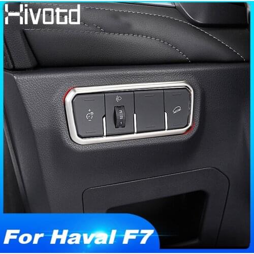 Hivotd For Haval F7 F7X 2019 2020 Car Headlight Switch Decorative ABS Chrome Adjustment Button Decorative Box Interior Mouldings