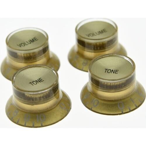 KAISH 4x Guitar Reflector Knobs Gold/Gold Top Hat Knobs Fits Les Paul Epiphone SG