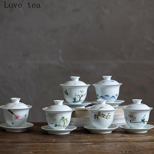 Chinese style simple home living room Kung Fu tea set hand-painted Kung Fu tea cup opening gift exquisite home office supplies