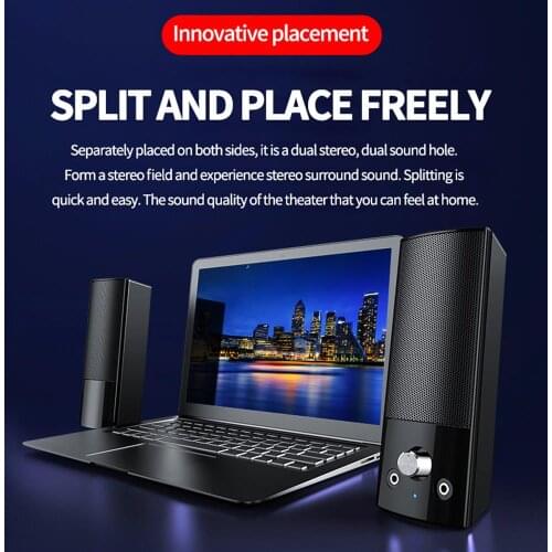 Computer Speaker USB Wired Powerful SoundBar Stereo Subwoofer Bass speaker Surround Sound Box for PC Laptop phone Tablet MP3 MP4