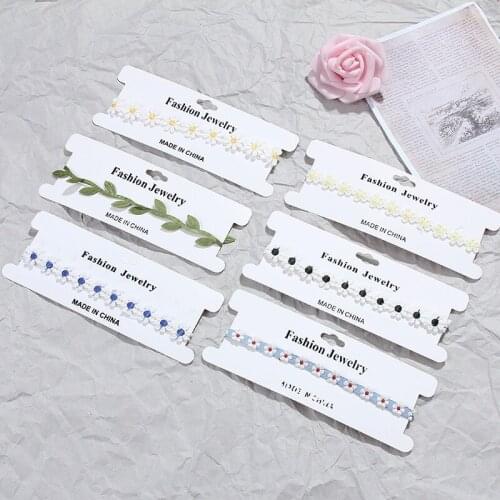 Korea Boho Flower Charms Chian Necklace Choker for Women Girl Harajuku Collars Cute Daisy Fabric Lace Jewelry
