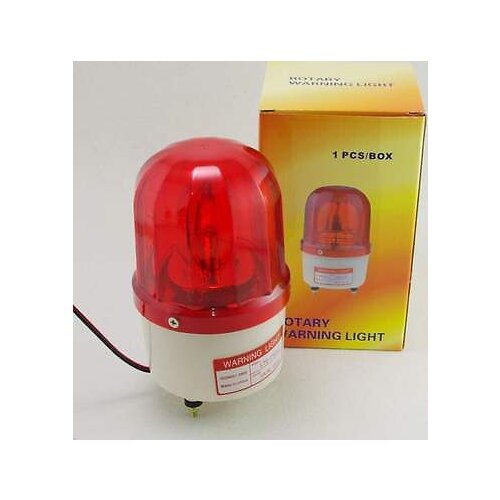24VDC Red Rotating Beacon Warning Caution Light Lamp With Speaker Spiral Fixed
