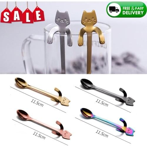 Creative Tea-Spoon For Coffee Cat Coffee Spoon Long Handle Spoon Birthday Gift 304 Stainless Steel Tableware Cocina Accesorio