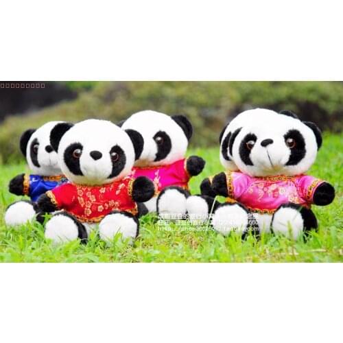 About 18x13cm Chinese style Tang suit panda plush toy panda doll good quality gift w4190