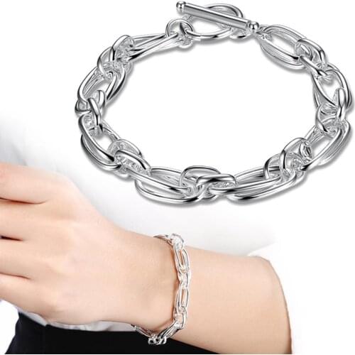 Hot selling Women Fashion Silver color Refined Buckle Bracelet Men And Women Bracelet Adjustable Wedding Jewelry Birthday Gift
