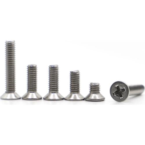 M1 M1.2 M1.4 M1.6 M2 M2.5 M3 M4 M5 M6 M8 GB819 Mini Micro Small Stainless Steel Cross Phillips Flat Countersunk Head Screw Bolts