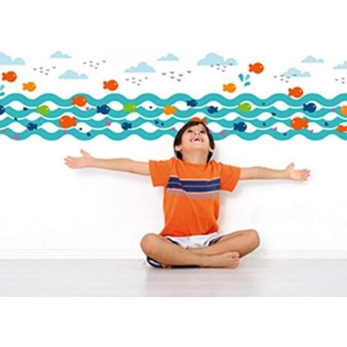 Small Fishes Rivers Wall Stickers PVC Material Animal Theme Wall Decals for Kids Room Baby Bedroom Decoration