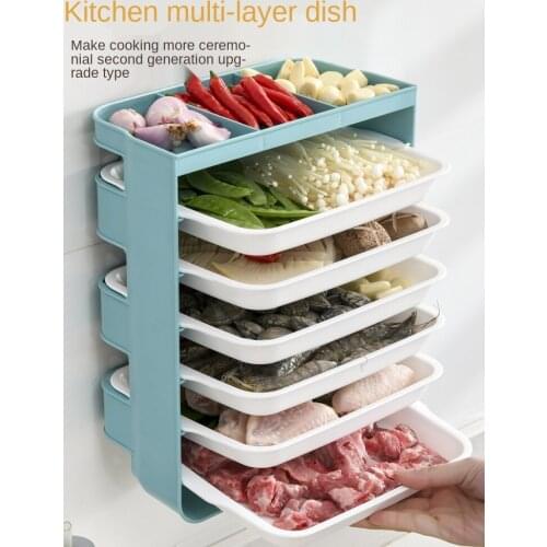 Multi function multi-function kitchen organizer wall dish rack Free of punch closet organizer shelf pantry storage containers