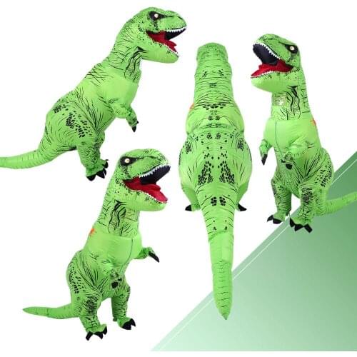 Inflatable Costume Green Dinosaur Costumes T REX Blow Up Fancy Dress Mascot Cosplay Costume For Men Women Kids Dino Cartoon