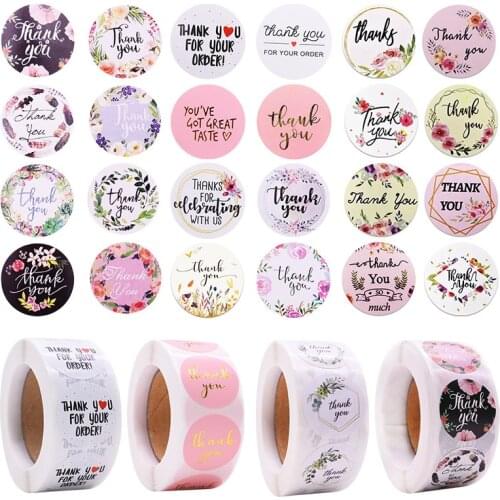 500pcs/roll Thank You Stickers Sealing Labels Adhesive Round Paper Sticker Party Favors Packaging Supplies Soap Label Stickers