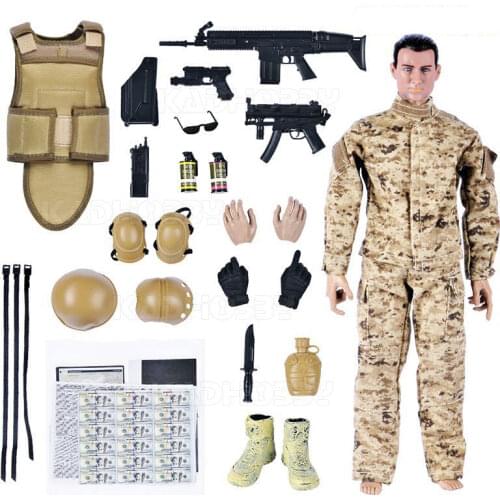 NEW 1/6 Scale Military Solider Figure Toys Set Collectable US Swat Team Model DIY Clothes Doll Action Figure Gun Toy for Boys