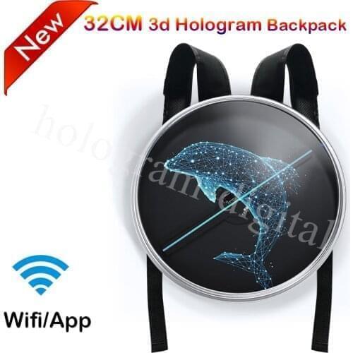 New arrival 3d hologram bag 3d hologram backpack wifi app 32cm 3d led fan hologram led display