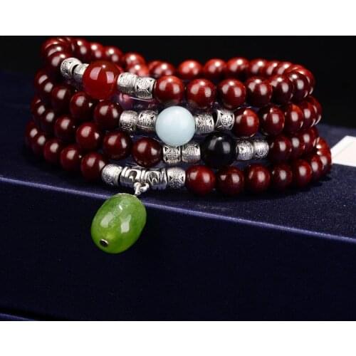 Wholesale Lobular Red Sandalwood Bracelets Full Venus Hand Made 108 Buddha Beads High Density Necklace for Women Men Jewelry