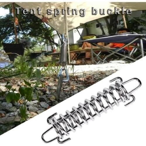 Camping Tent Spring Buckle High Elasticity Strength Stainless Steel Awning Rope Tensioner Fixed Hook Buckle Camping Tent Tool