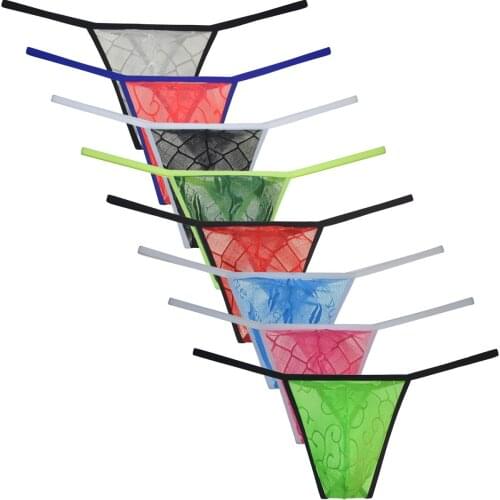 Sexy Mens Gasa Bikini Thong Underwear Diamond Back Tangas Sissy G-String Jockstrap Calzoncillos Hombre Slip