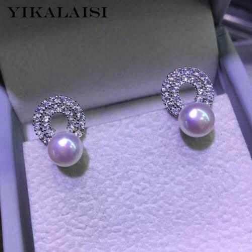 YIKALAISI 925 Sterling Silver Jewelry Pearl Earrings 2020 Fine Natural Pearl jewelry 6-7mm stud Earrings For Women wholesale