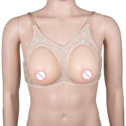 Silicone Breast In Open Bra 800g/pair Fake Boobs Bra Set Crossdresser Shemale Party Silicone Bra Breast Needn't Glue