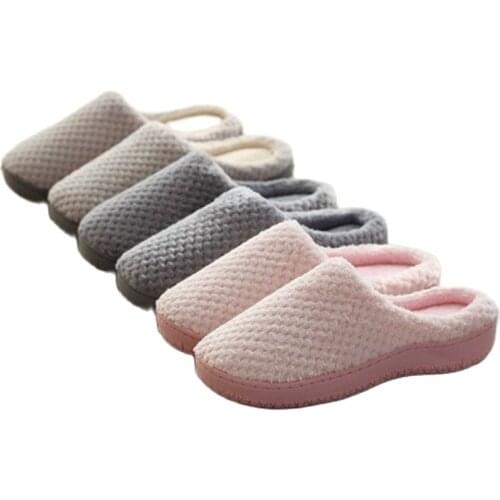 Suihyung Women Cotton Slippers Winter Warm Indoor Floor Shoes 3 Colors Flat Platform Slides Soft Plush Slippers Female Slip On
