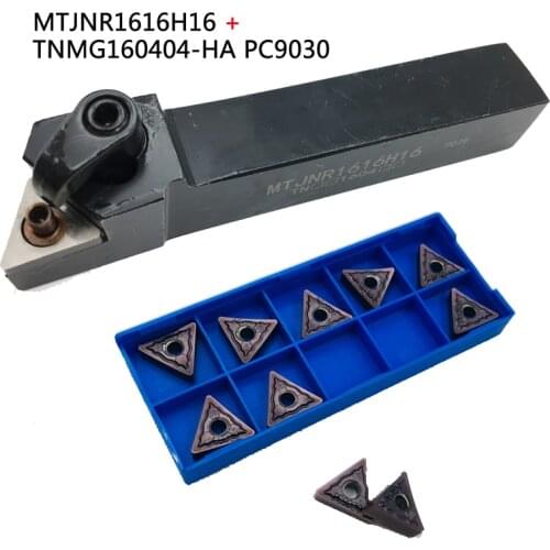 1pc MTJNR2020K16 MTJNR1616H16 Lathe Turning Tool External Turning Tool Holder+TNMG160404 HA PC9030 Metal Lathe Cutting Tools Set