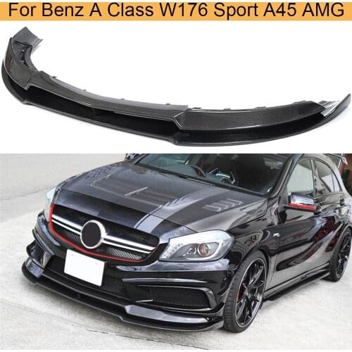 Carbon Fiber Car Front Lip For Mercedes-Benz A Class W176 Sport A45 AMG A250 A260 2013-2018 Front Bumper Shovel Lip Double-deck