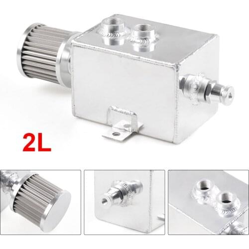 Universal Car 2L Aluminum Oil Catch Tank Fuel Tanks With Breather & Filter Drain Tap 2LT Baffled