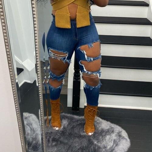 Sexy Hole Hollow out Jeans Women Long Pants Summer Denim Trousers Party Clubwear 2021 Fashion Streetwear Summer Y2k Clothes
