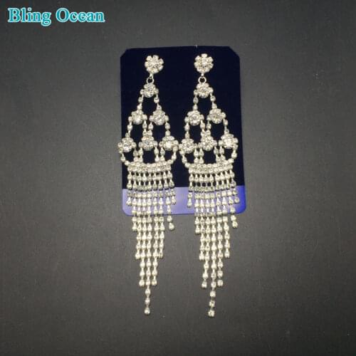 Competition jewelry tassel crystal earrings for dance stage show wedding jewelry BJE38